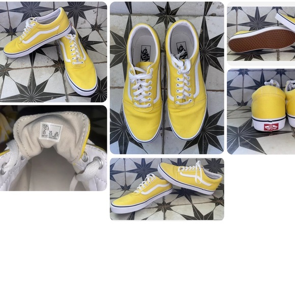 Vans Canvas Sneakers Yellow/White Mens 10.5 EUC - Picture 2 of 12